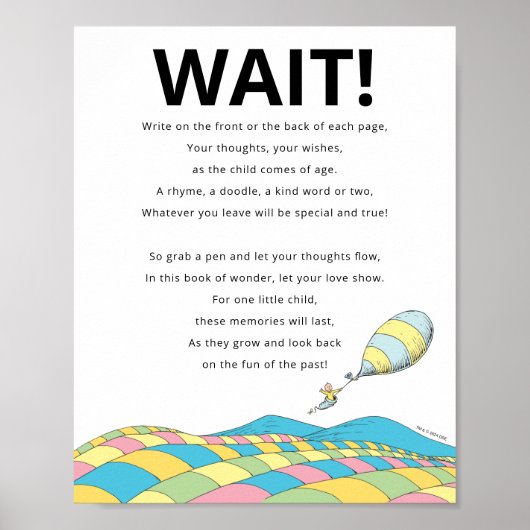 Dr. Seuss | Oh, het bordje van het gastenboek Poster (Voorkant)