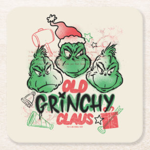 Dr. Seuss Oude Grinch Claus Vierkante Kartonnen Onderzetter