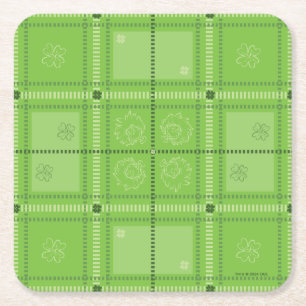 Dr. Seuss   Patroon van St. Patrick's Day Vierkante Kartonnen Onderzetter
