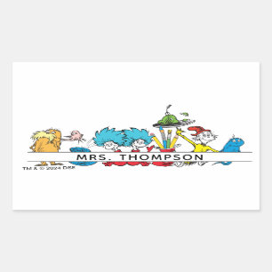 Dr. Seuss-personages & naam leraar Rechthoekige Sticker