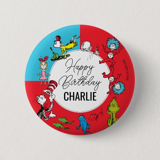 Dr. Seuss - personages | Verjaardag kinderen Ronde Button 5,7 Cm (Voorkant)