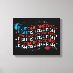 Dr. Seuss Rode Vis Blauwe Vis Amerikaanse Vlag G Canvas Afdruk