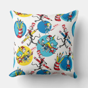 Dr. Seuss Tekens met Potloden Patroon Kussen
