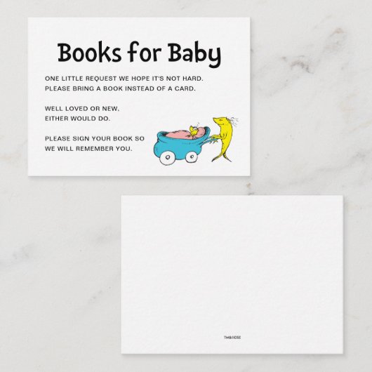 Dr Seuss | Un poisson - Carte d'insertion de Baby  (Devant / Derrière)
