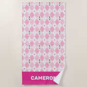 Dr. Seuss Valentijn | Roze argyle-kat in het Pet Strandlaken (Voorkant)