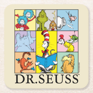 Dr. Seuss Verhalen grafisch Vierkante Kartonnen Onderzetter