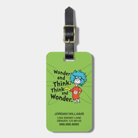 Dr. Seuss | Verwondering en denken. Denk en verwon Bagagelabel (Voorkant verticaal)