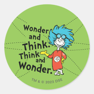 Dr. Seuss Verwondering en denken. Denk en verwon Ronde Sticker