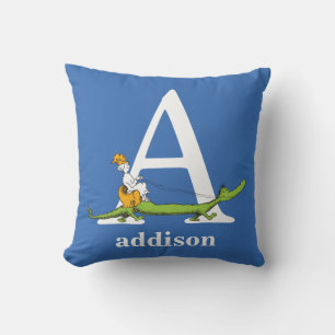 Dr. Seuss's ABC: Letter A - Wit Voeg je naam toe Kussen