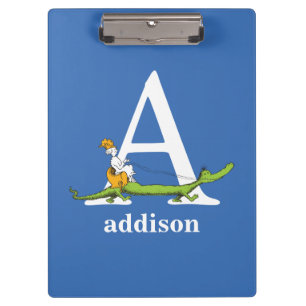 Dr. Seuss's ABC: Letter A - Wit Voeg uw naam toe Klembord