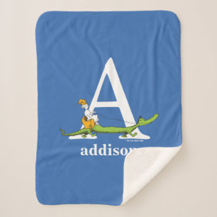 Dr. Seuss's ABC: Letter A - Wit Voeg uw naam toe Sherpa Deken