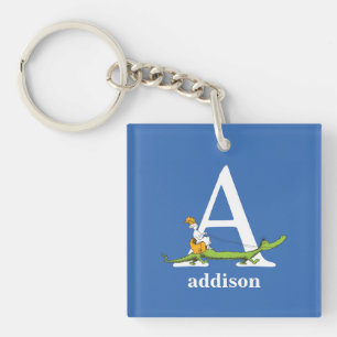 Dr. Seuss's ABC: Letter A - Wit Voeg uw naam toe Sleutelhanger
