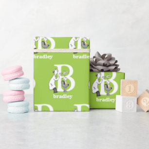 Dr. Seuss's ABC: Letter B - Wit Voeg je naam toe Cadeaupapier