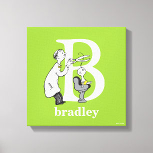 Dr. Seuss's ABC: Letter B - Wit Voeg uw naam toe Canvas Afdruk