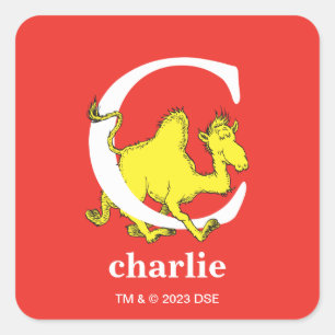 Dr. Seuss's ABC: Letter C - Wit   Voeg uw naam toe Vierkante Sticker
