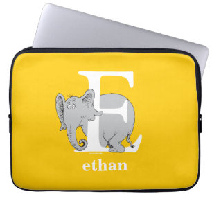 Dr. Seuss's ABC: Letter E - Wit Voeg uw naam toe Laptop Sleeve