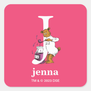 Dr. Seuss's ABC: Letter J - Wit   Voeg uw naam toe Vierkante Sticker