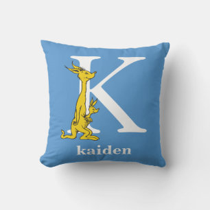 Dr. Seuss's ABC: Letter K - Wit Voeg je naam toe Kussen