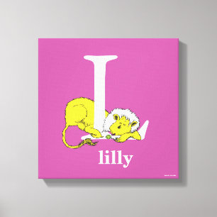 Dr. Seuss's ABC: Letter L - Wit Voeg uw naam toe Canvas Afdruk