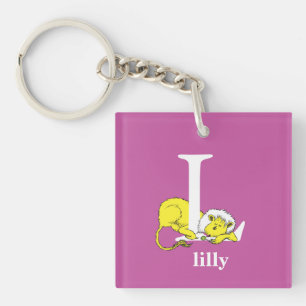 Dr. Seuss's ABC: Letter L - Wit Voeg uw naam toe Sleutelhanger