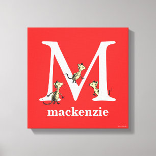 Dr. Seuss's ABC: Letter M - Wit Voeg uw naam toe Canvas Afdruk