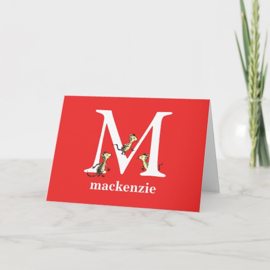 Dr. Seuss's ABC: Letter M - Wit | Voeg uw naam toe Kaart (Voorkant)