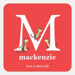 Dr. Seuss's ABC: Letter M - Wit   Voeg uw naam toe Vierkante Sticker