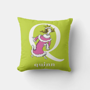Dr. Seuss's ABC: Letter Q - Wit Voeg uw naam toe Kussen