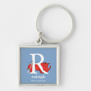 Dr. Seuss's ABC: Letter R - Wit Voeg uw naam toe Sleutelhanger
