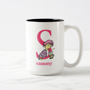 Dr. Seuss's ABC: Letter S - Roze   Voeg je naam to Tweekleurige Koffiemok