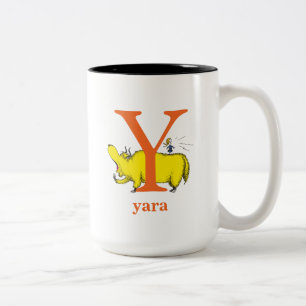 Dr. Seuss's ABC: Letter Y - Oranje   Voeg je naam  Tweekleurige Koffiemok