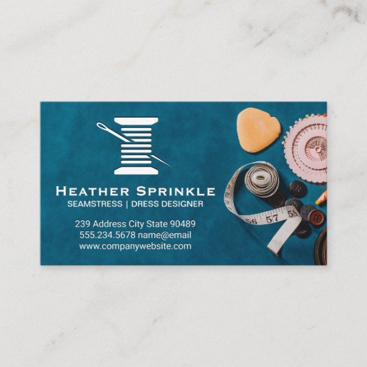 Draad en naald | Ambachtswinkel Visitekaartje (Voorkant)