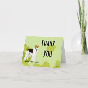 Draad Fox Terrier - groen blad ontwerp Bedankkaart
