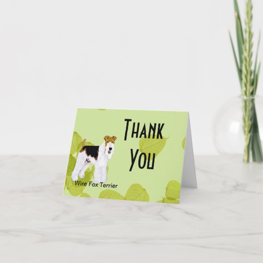 Draad Fox Terrier - groen blad ontwerp Bedankkaart (Voorkant)