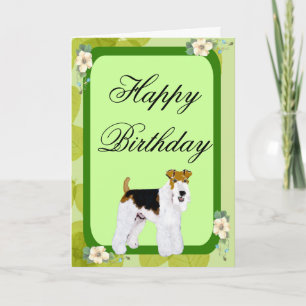 Draad Fox Terrier - groen blad ontwerp Kaart