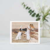Draad Fox Terrier Herfst Briefkaart (Staand voorkant)
