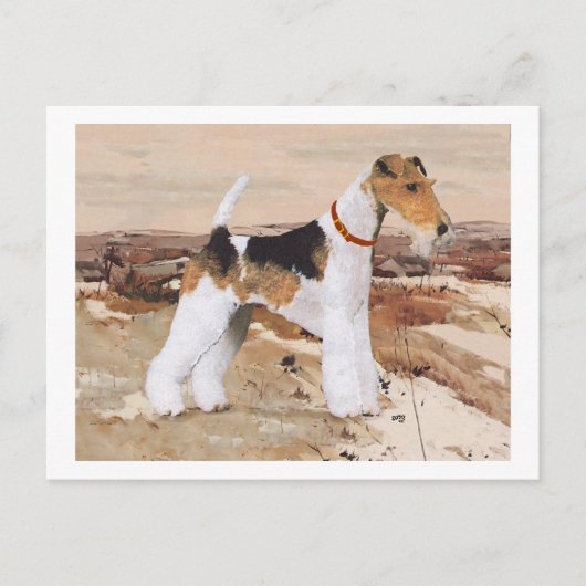 Draad Fox Terrier Herfst Briefkaart (Voorkant)