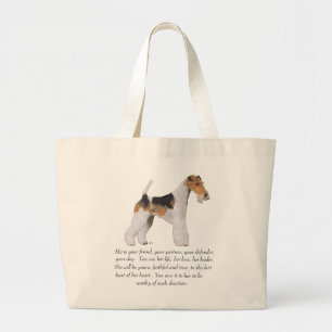 Draad Fox Terrier Herinnering / Widmung MANNETJE Grote Tote Bag