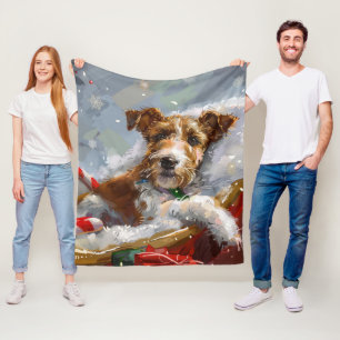Draad Fox Terrier Hond Kerst Misviering Fleece Deken