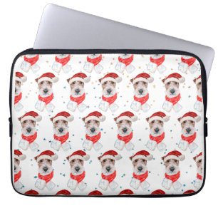 Draad Fox Terrier Hondenras Kerststerren Laptop Sleeve