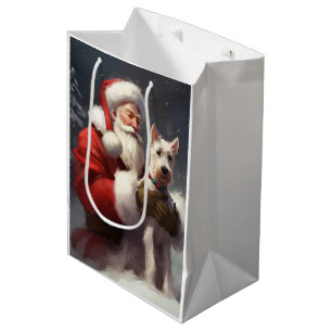 Draad Fox Terrier Kerstman Festive Kerstmis Medium Cadeauzakje