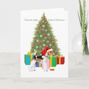 Draad Fox Terrier Kerstmis Feestdagen Kaart