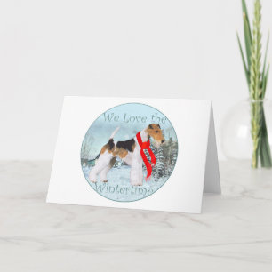 Draad Fox Terrier Kerstmis Feestdagen Kaart