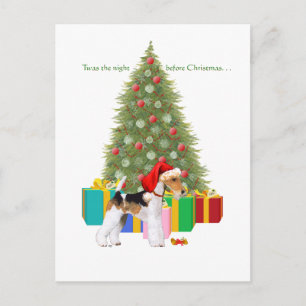 Draad Fox Terrier Kerstmis Feestdagenkaart