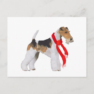 Draad Fox Terrier Kerstmis Feestdagenkaart