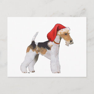 Draad Fox Terrier Kerstmis Feestdagenkaart