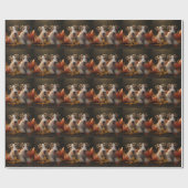 Draad Fox Terrier Puppy Herfst Plezier Pompoen Cadeaupapier (Vlak)