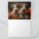 Draad Fox Terrier Puppy Herfstvreugde Pompoen Kaart (Binnen)