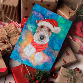 Draad Fox Terrier Ras Hond Kerstmis Feestdagenkaart