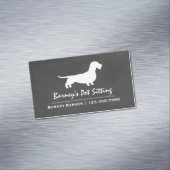 Draad Haired Dachshund Silhouet Chalkboard Stijl Magnetisch Visitekaartje (Voorbeeld)